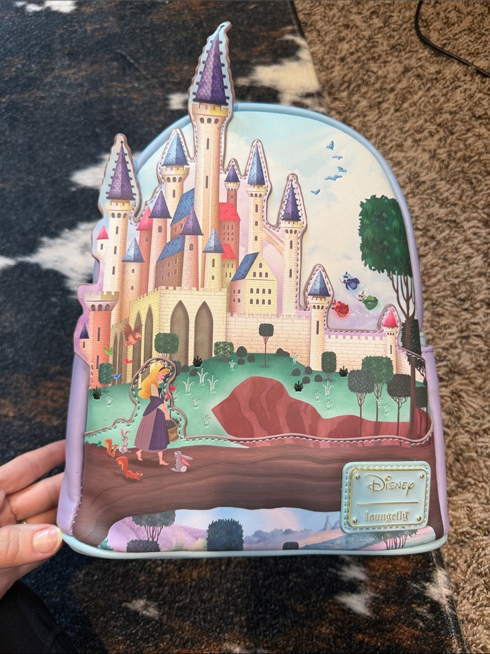Loungefly Tangled Castle Mini Backpack in Lavender and Pastel